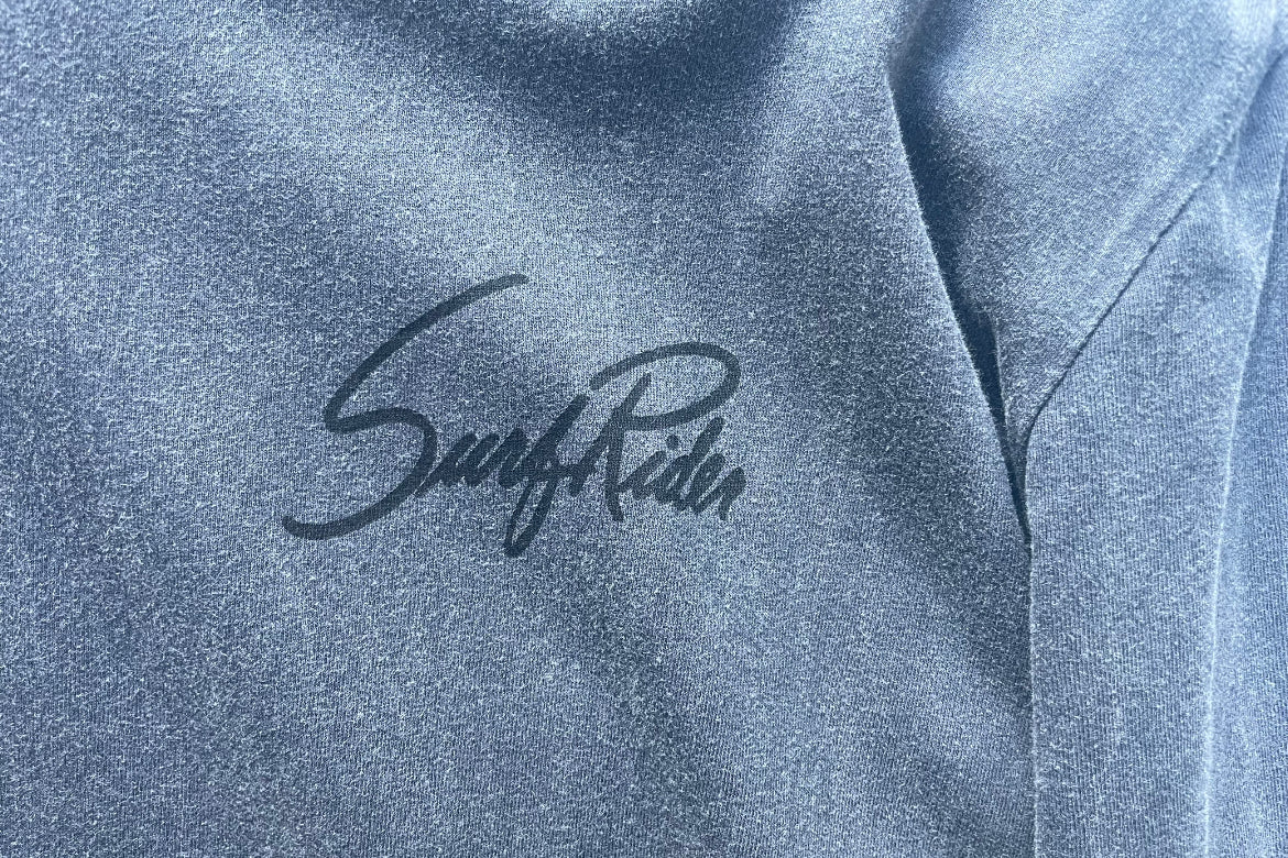 SurfRider 100% Cotton, Long Sleeve Tee-Shirt (Charcoal/ Black Print)