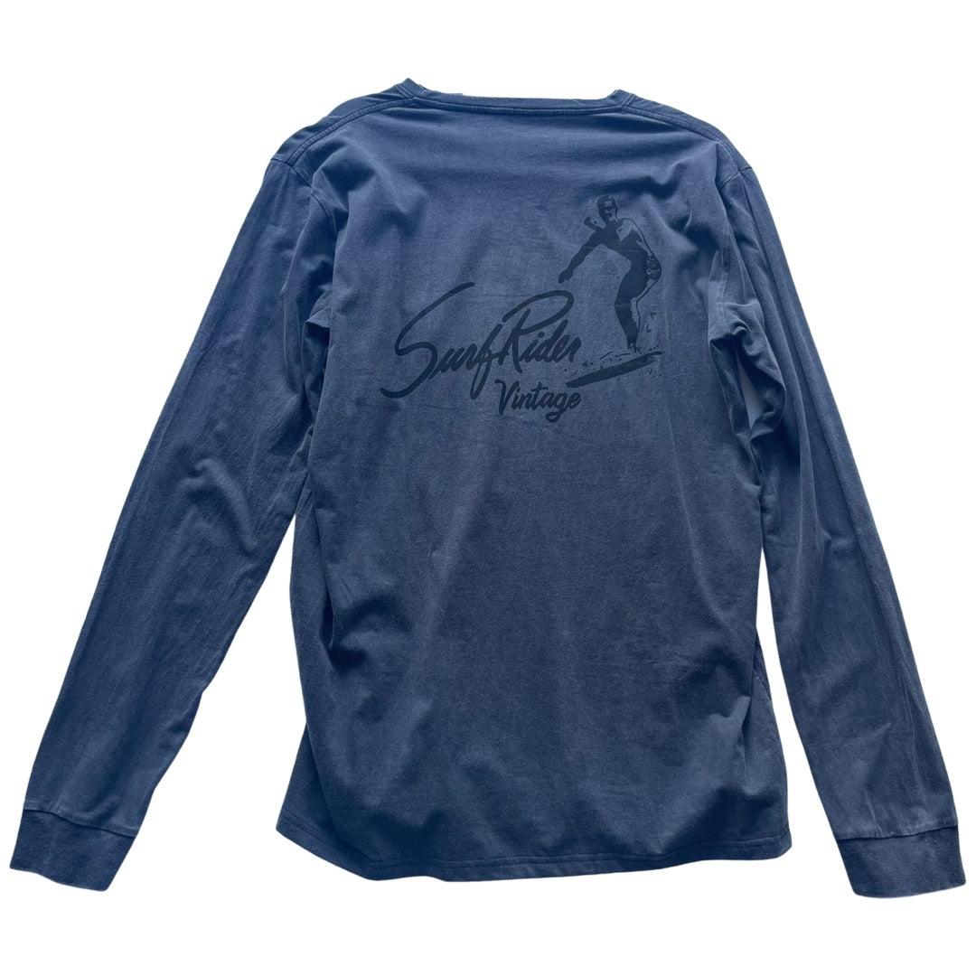 SurfRider 100% Cotton, Long Sleeve Tee-Shirt (Charcoal/ Black Print)