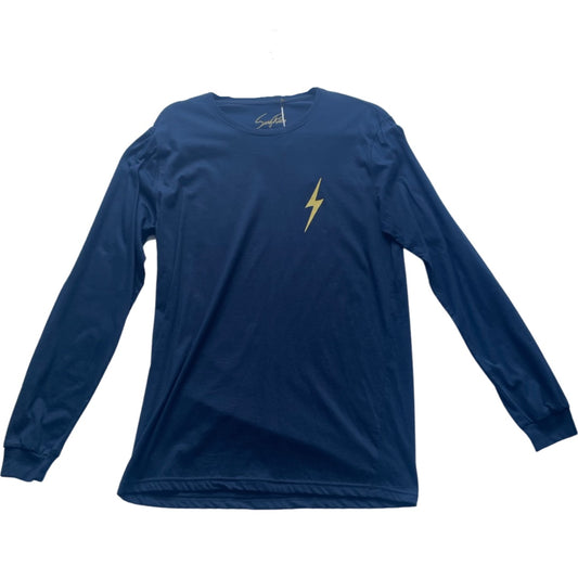 SurfRider Vintage (Canggu), 100% Cotton Tee-Shirt (Navy/ Yellow / Lightning Bolt Logo)