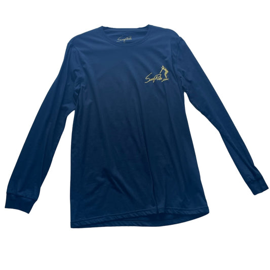 SurfRider Vintage (Canggu) 100% Cotton, Long Sleeve tee-Shirt (Navy / Yellow Print / SurfRider logo)